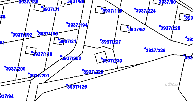 Parcela st. 3937/265 v KÚ Líšeň, Katastrální mapa