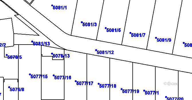 Parcela st. 5081/12 v KÚ Líšeň, Katastrální mapa