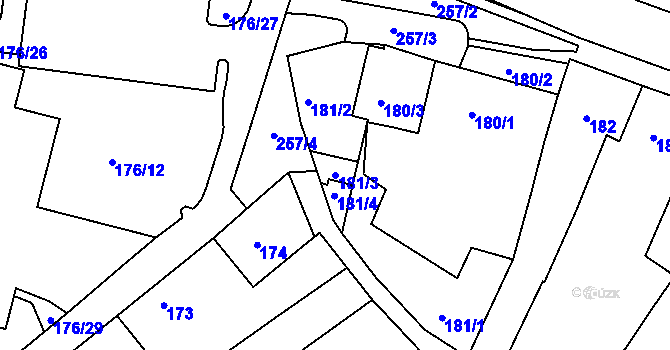 Parcela st. 181/3 v KÚ Líšeň, Katastrální mapa
