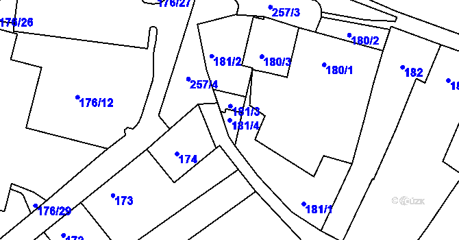Parcela st. 181/4 v KÚ Líšeň, Katastrální mapa