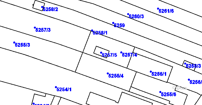 Parcela st. 5257/5 v KÚ Líšeň, Katastrální mapa