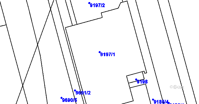 Parcela st. 9197/1 v KÚ Líšeň, Katastrální mapa