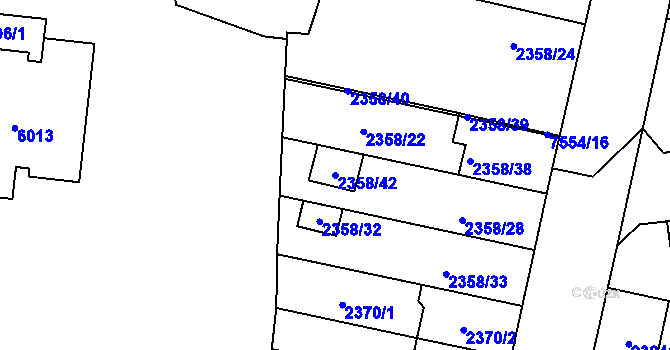 Parcela st. 2358/42 v KÚ Líšeň, Katastrální mapa