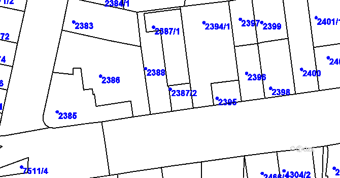 Parcela st. 2387/2 v KÚ Líšeň, Katastrální mapa