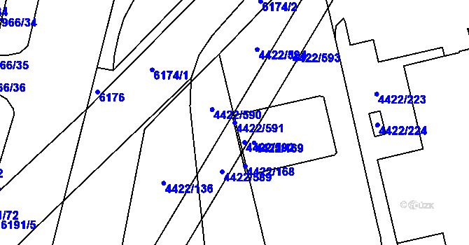 Parcela st. 4422/591 v KÚ Líšeň, Katastrální mapa