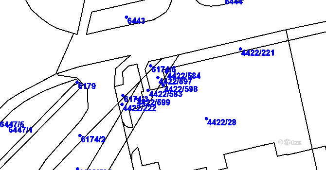 Parcela st. 4422/598 v KÚ Líšeň, Katastrální mapa