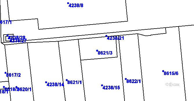 Parcela st. 8621/3 v KÚ Líšeň, Katastrální mapa