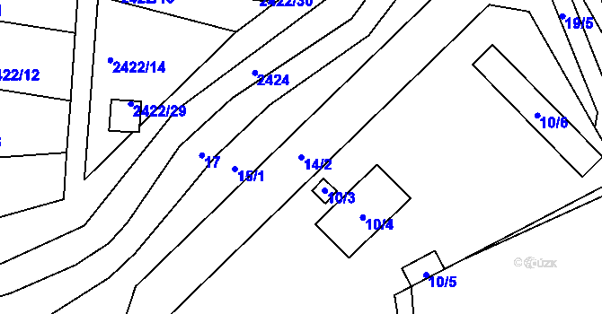 Parcela st. 14/2 v KÚ Maloměřice, Katastrální mapa