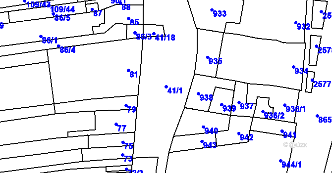 Parcela st. 41/1 v KÚ Maloměřice, Katastrální mapa