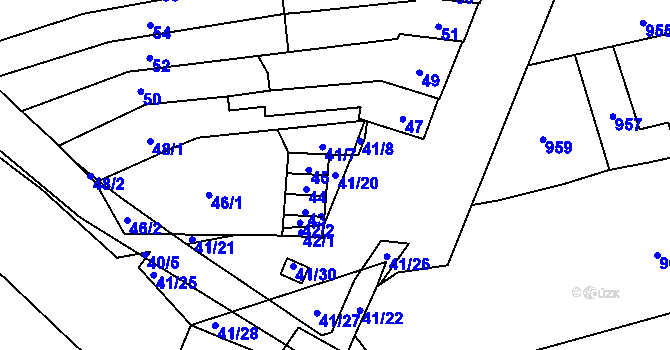Parcela st. 41/20 v KÚ Maloměřice, Katastrální mapa