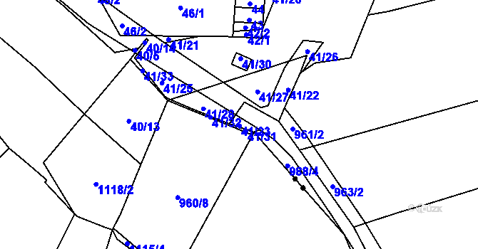 Parcela st. 41/23 v KÚ Maloměřice, Katastrální mapa