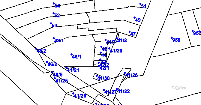 Parcela st. 44 v KÚ Maloměřice, Katastrální mapa