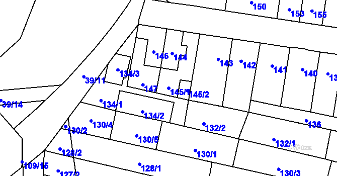 Parcela st. 145/1 v KÚ Maloměřice, Katastrální mapa