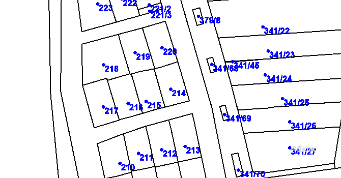 Parcela st. 214 v KÚ Maloměřice, Katastrální mapa