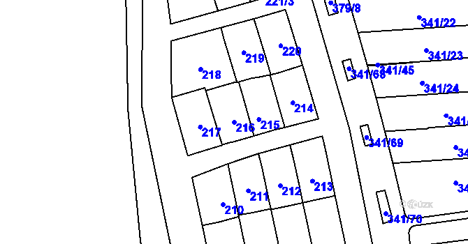 Parcela st. 216 v KÚ Maloměřice, Katastrální mapa