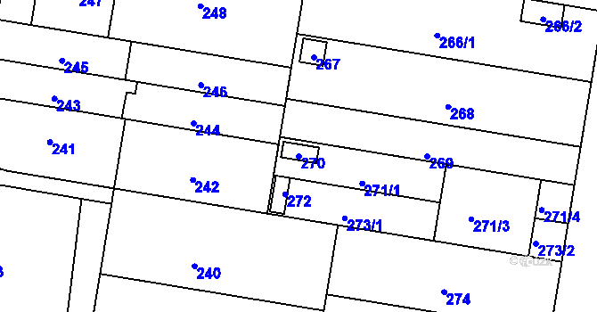 Parcela st. 270 v KÚ Maloměřice, Katastrální mapa