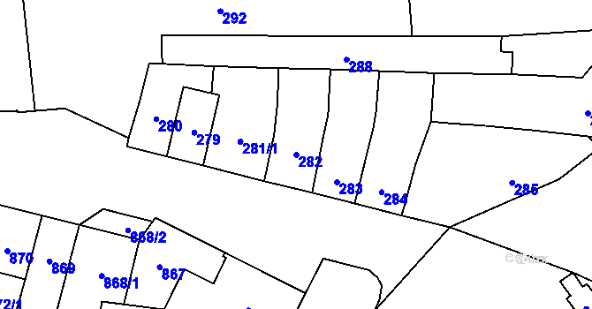 Parcela st. 282 v KÚ Maloměřice, Katastrální mapa
