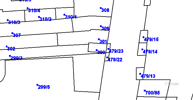 Parcela st. 300 v KÚ Maloměřice, Katastrální mapa