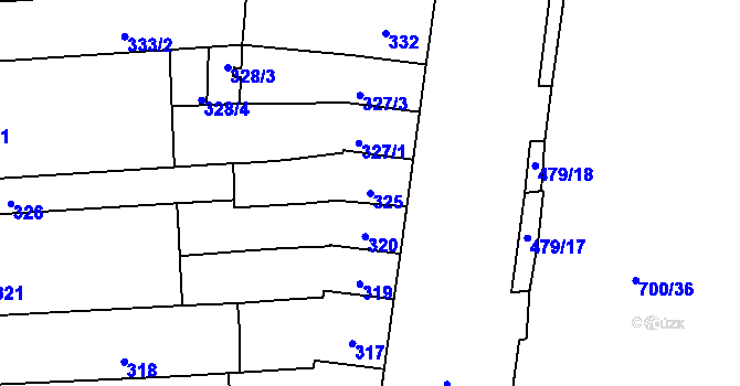 Parcela st. 325 v KÚ Maloměřice, Katastrální mapa