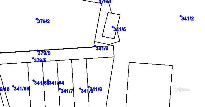 Parcela st. 341/6 v KÚ Maloměřice, Katastrální mapa