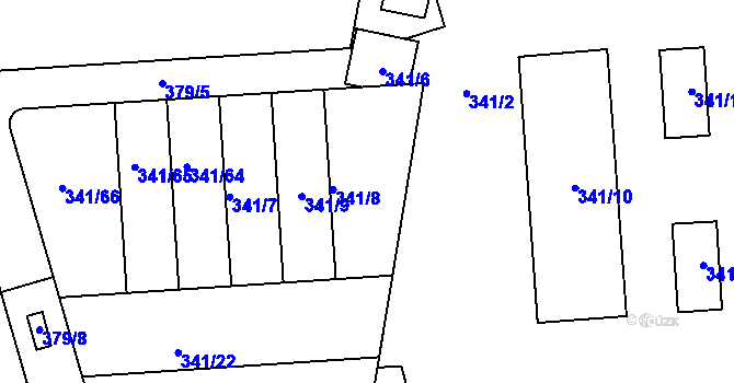 Parcela st. 341/8 v KÚ Maloměřice, Katastrální mapa