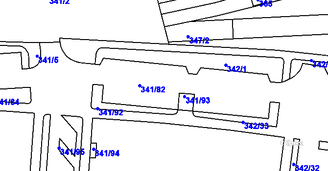 Parcela st. 341/12 v KÚ Maloměřice, Katastrální mapa
