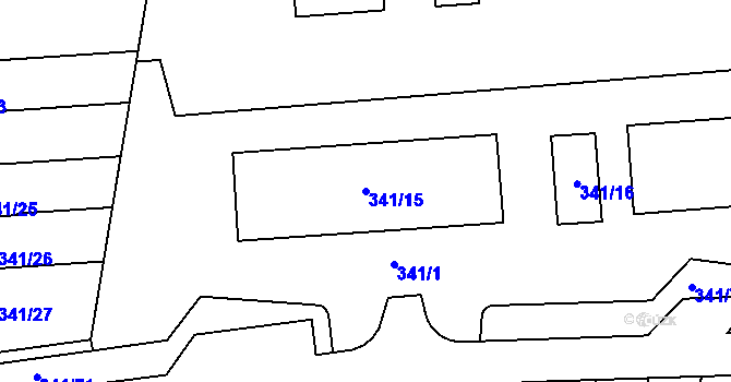 Parcela st. 341/15 v KÚ Maloměřice, Katastrální mapa