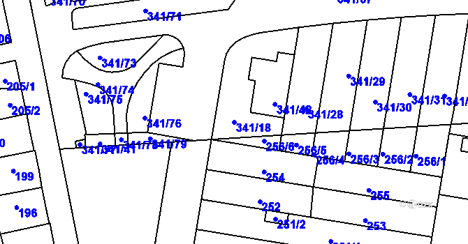 Parcela st. 341/18 v KÚ Maloměřice, Katastrální mapa