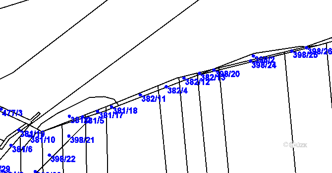 Parcela st. 382/4 v KÚ Maloměřice, Katastrální mapa