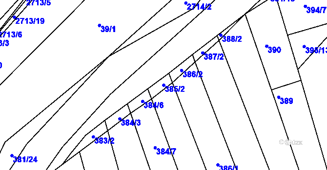 Parcela st. 385/2 v KÚ Maloměřice, Katastrální mapa