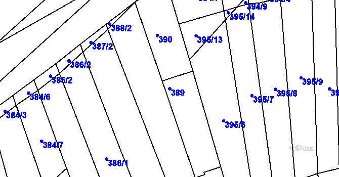 Parcela st. 389 v KÚ Maloměřice, Katastrální mapa