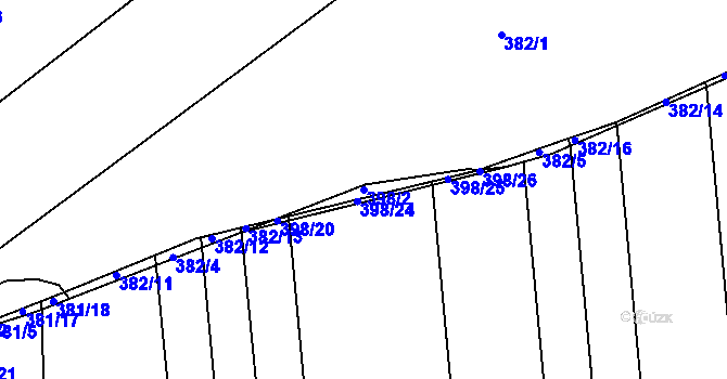 Parcela st. 398/2 v KÚ Maloměřice, Katastrální mapa