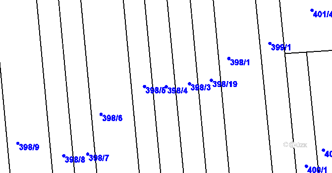 Parcela st. 398/4 v KÚ Maloměřice, Katastrální mapa