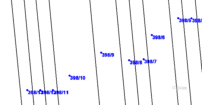 Parcela st. 398/9 v KÚ Maloměřice, Katastrální mapa