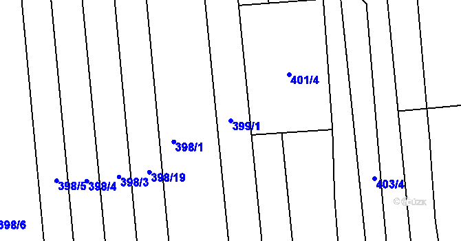 Parcela st. 399/1 v KÚ Maloměřice, Katastrální mapa