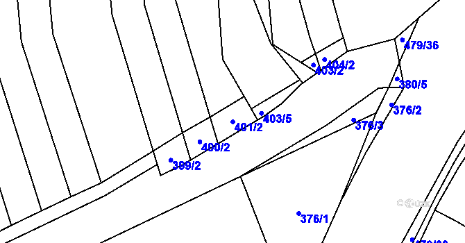 Parcela st. 401/2 v KÚ Maloměřice, Katastrální mapa