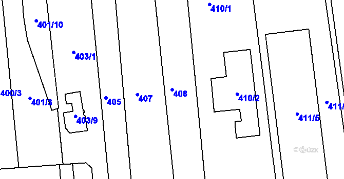 Parcela st. 408 v KÚ Maloměřice, Katastrální mapa