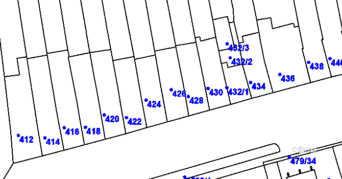 Parcela st. 426 v KÚ Maloměřice, Katastrální mapa