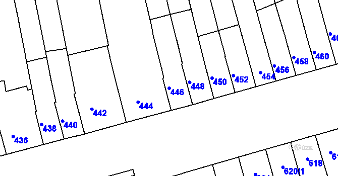 Parcela st. 446 v KÚ Maloměřice, Katastrální mapa