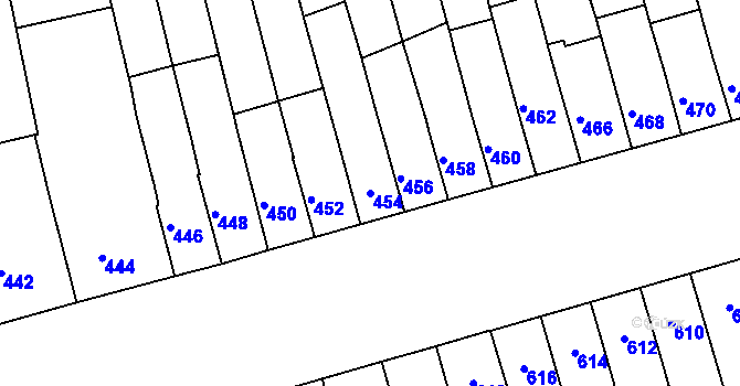 Parcela st. 454 v KÚ Maloměřice, Katastrální mapa