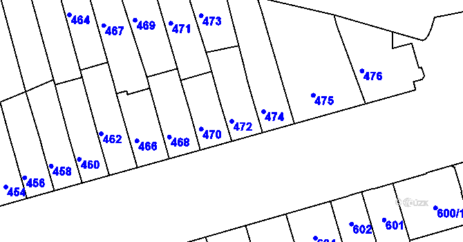 Parcela st. 472 v KÚ Maloměřice, Katastrální mapa