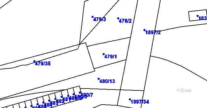 Parcela st. 479/1 v KÚ Maloměřice, Katastrální mapa