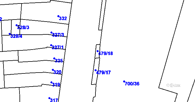 Parcela st. 479/18 v KÚ Maloměřice, Katastrální mapa