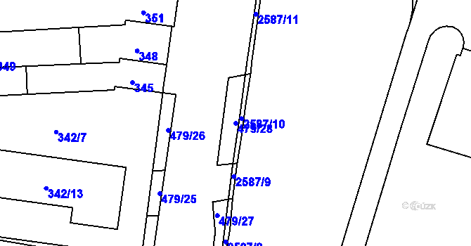 Parcela st. 479/28 v KÚ Maloměřice, Katastrální mapa