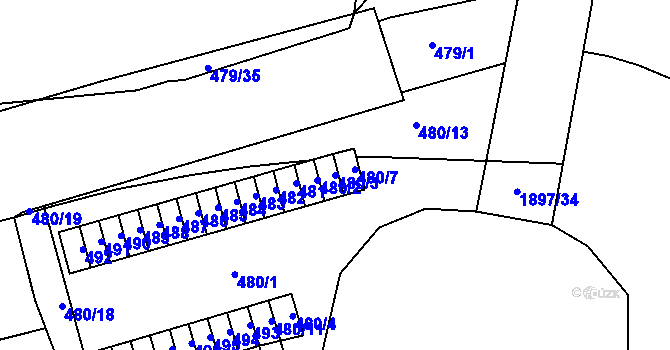 Parcela st. 480/3 v KÚ Maloměřice, Katastrální mapa