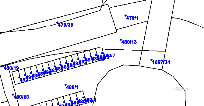Parcela st. 480/7 v KÚ Maloměřice, Katastrální mapa