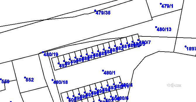 Parcela st. 485 v KÚ Maloměřice, Katastrální mapa