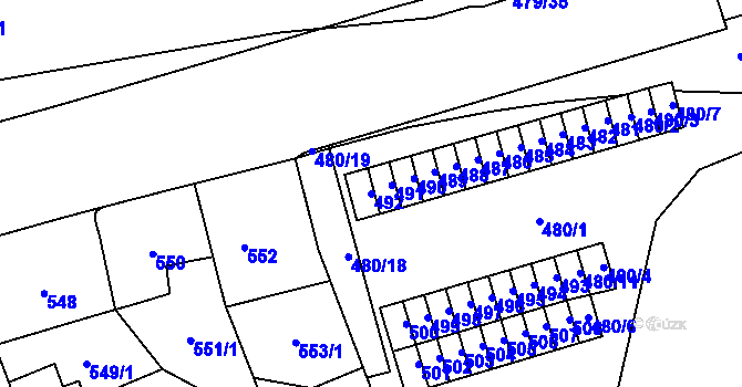 Parcela st. 492 v KÚ Maloměřice, Katastrální mapa