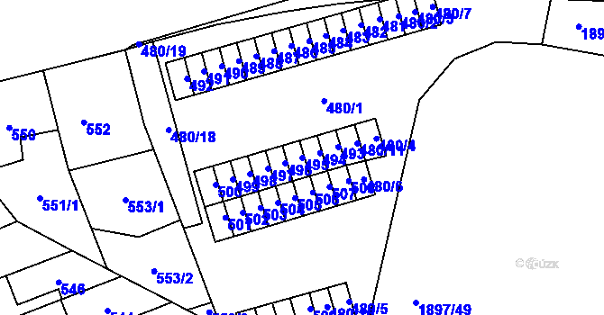 Parcela st. 495 v KÚ Maloměřice, Katastrální mapa