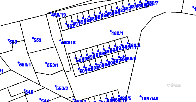 Parcela st. 496 v KÚ Maloměřice, Katastrální mapa